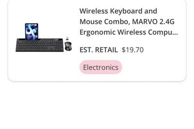 MARVO KC-411W Ergonomic Wireless USB Keyboard Mouse Combo Plug & Play Black