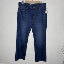 New Old Navy Dark Wash Straight Blue Jeans 5 Pocket Cotton Blend Womens 18 Plus