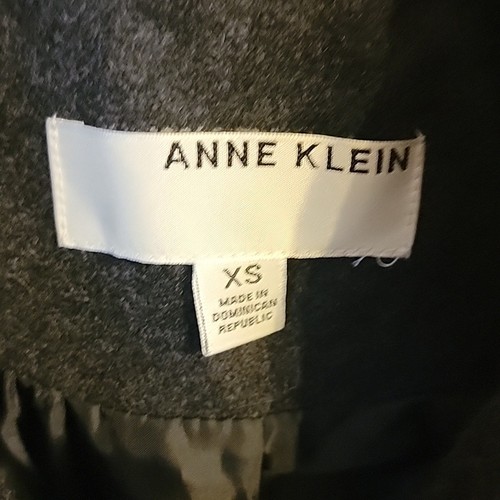 Anne Klein Charcoal Gray Wool Blend Double Breasted Peacoat Overcoat Size XS - Picture 4 of 10