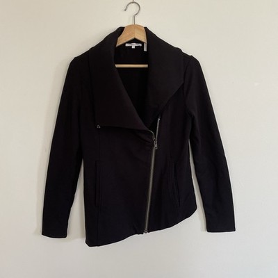 Helmut Lang Black Biker Style Zip Up Jacket Asymmetrical Hem