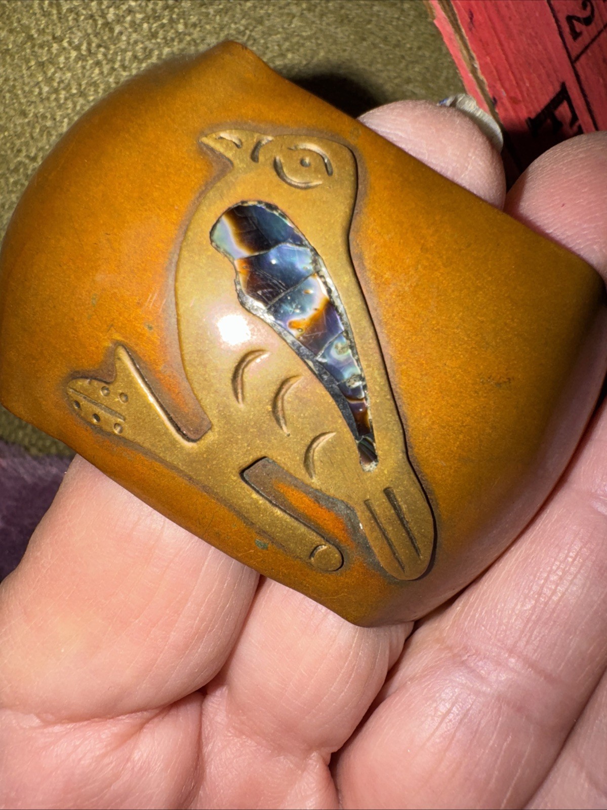 VTG Native American  Wide Solid Copper Cuff Brace… - image 15