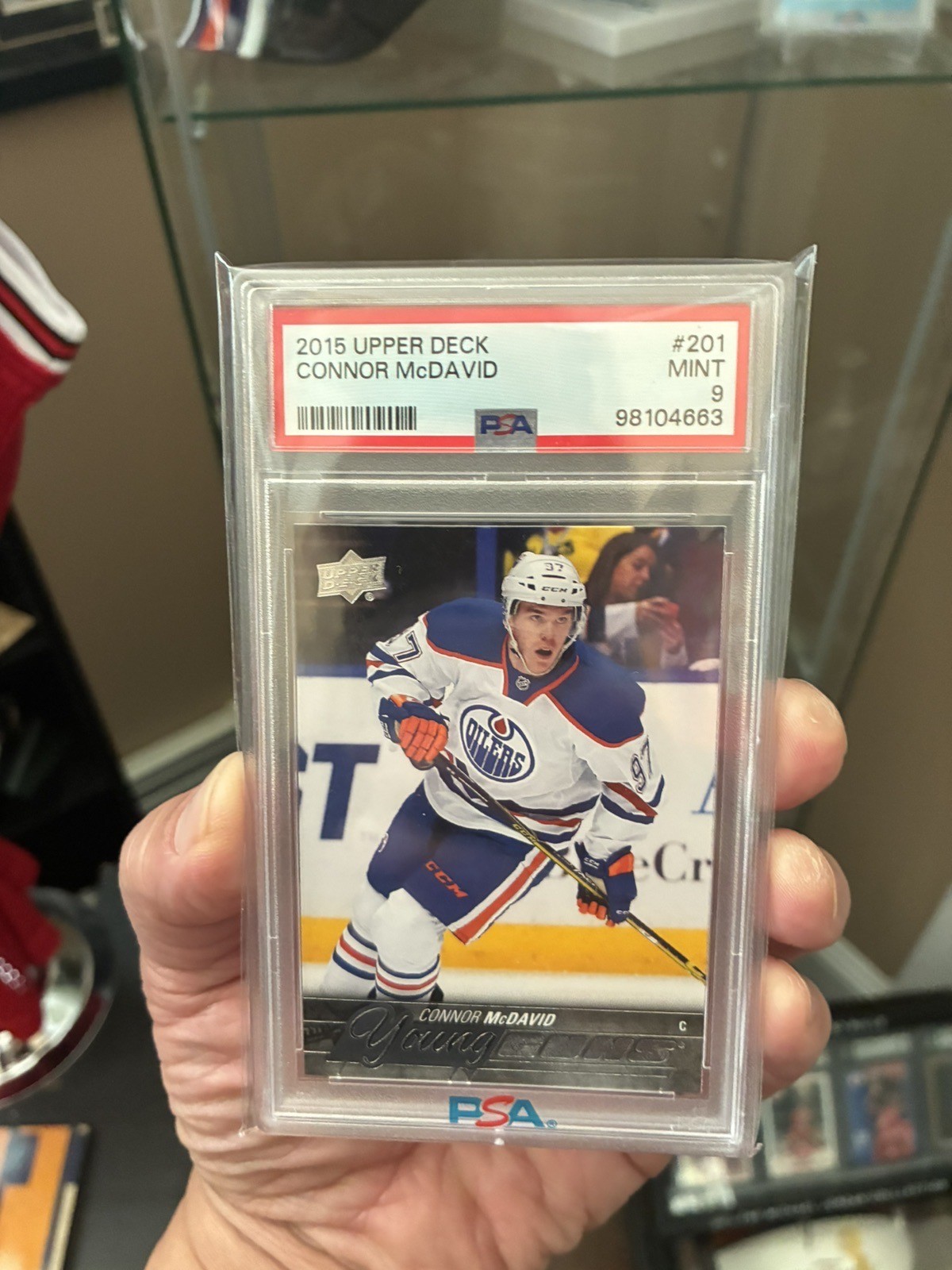 2015 Upper Deck Series One Young Guns Rookie Connor McDavid RC PSA 9 view 1