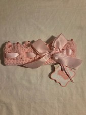 One Size Baby Girl Mud-Pie Crochet Crown Tiny Pink Accent Beaded Headband