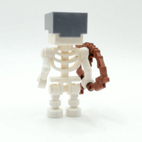 LEGO Minecraft Skeleton Flat Silver Helmet Figure - With Bow- Genuine