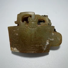 Chinese old hand carved Jade Sword ornament "Jian Bi"剑珌