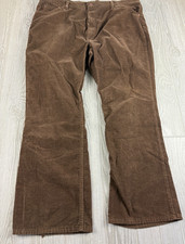 VTG ROEBUCKS Brown Straight Leg Corduroy Pants Mens Size 44 Inseam 28