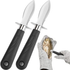 Oyster Shucker Set - 2 Oysters Shucking Knives and Cut Resistant Gloves- Seaf...