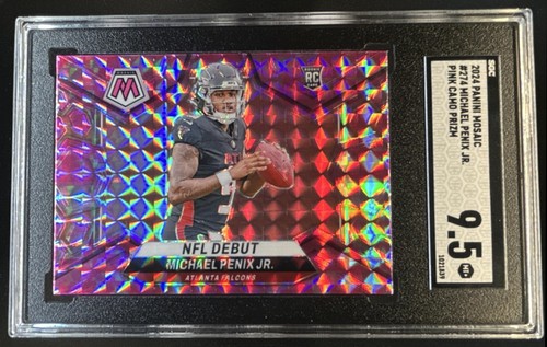 2024 Panini Mosaic Michael Penix Jr. RC Camo Pink Prizm NFL Debut #274 SGC 9.5