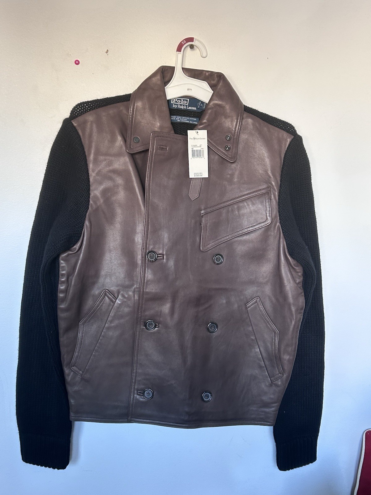POLO RALPH LAUREN brown SUEDE Knit Button Up JACKET Leather Vtg Size M
