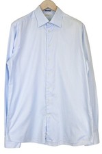 SUITSUPPLY Men's Formal Shirt 43-7/17L Slim Blue Pure Cotton Long Sleeve Twill 