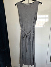 George Black & White Striped Tie Waist Midi Shift Dress 16 Maternity