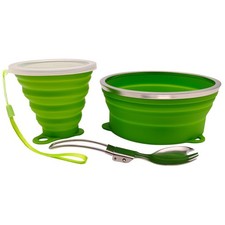 Mess Kit for Camping Silicone Collapsible Bowl Collapsible Cup and Stainless ...