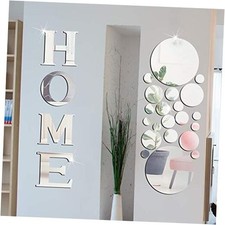 30 Pcs Living Room Wall Decor Home Mirror Wall Letter Signs Stickers Silver