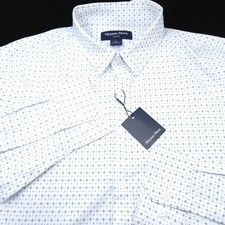 Mizzen+Main Performance Button Shirt Mens XL White Blue DotClassic Stretch