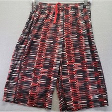 Nike Dri Fit Printed Training Shorts Black Red Gray Boy's Small XL