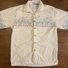 Vintage OP Ocean Pacific Hawaiian Shirt Mens L Made USA Floral Aloha 90s