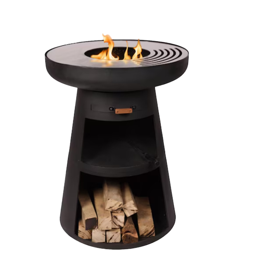 PURLINE Rundgrill EFP55 60cm Stahl Grillplatte + Rost Schwarz Höhe 90cm Neu