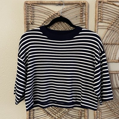 Max Mara Weekend Striped Sweater Crop Top Nautical Beachy Coastal Sz XS B10