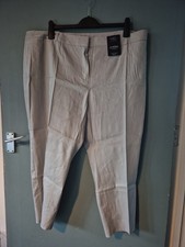 BNWT Marks And Spencer Size 22 S Short Grey Linen Blend Trousers 725/215/v