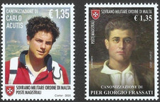SMOM 2025 CANONIZZAZIONE CARLO ACUTIS PIER GIORGIO FRASSATI 2 FRANCOBOLLI NUOVI