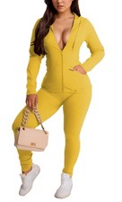 Women 2 Piece Outfits Long Sleeve Tracksuit Bodycon Matching Sets Hoodie Jack...
