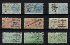 Colonies - Algérie - Fiscaux , lot de 9 oblitérés pas amincis (PF564)