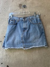 XOXO Denim Cut-Off Mini Skirt
