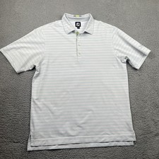 FootJoy Polo Shirt Mens L Light Blue White Striped Short Sleeve Golf Performance