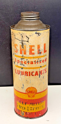 RARE Vintage SHELL Specialised Lubricants 1 Quart Oil Can  Original Petrolia
