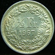 1967 Switzerland Switzerland 1/2 Franc 1967