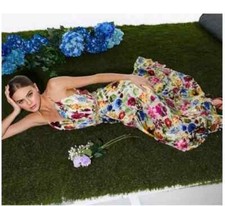 NWT ! Alice & Olivia Samantha Floral Print Wrap Maxi Dress V Neck Size 6