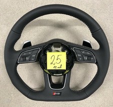 Audi RS Line A4 A5 S4 S5 Black Flat Bottom Full Perforated Steering Wheel #25