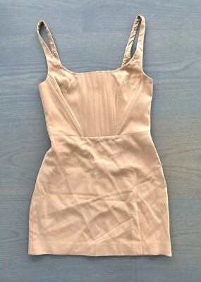 $1695 David Koma Mini Dress Boned Corset Top Tan Wool Size 10 New Tags