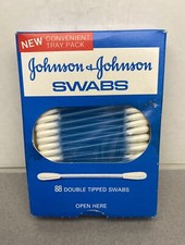 Vintage Johnson & Johnson Cotton Swabs Box Package Travel Size Advertising