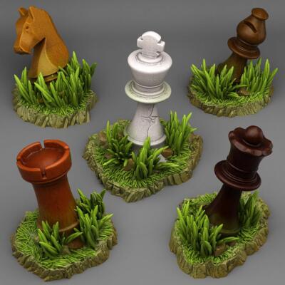 3D Printed Fantastic Plants and Rocks RED QUEEN'S CHESS 28mm - 32mm D&D