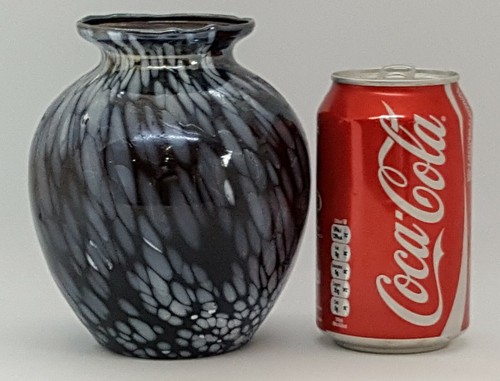 Vaso antico Art Decò vintage in vetro viola e bianco - Foto 2 di 10