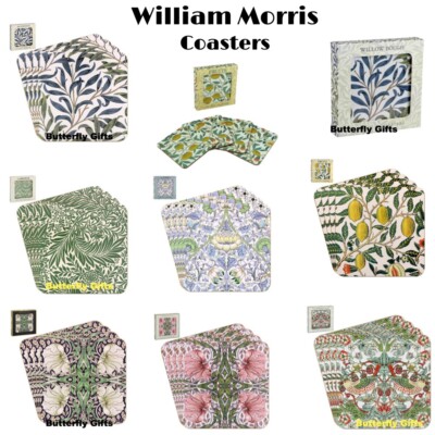 4er Set William Morris Blumendesign Tee Kaffeetasse Tischuntersetzer Korkunterlage
