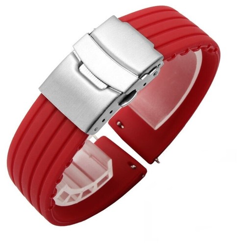 Bracelet Montre Silicone Une Pièce - Largeurs 18-24 Mm, Fermoir Déployant, Unisexe Sportif