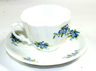 Vintage Hammersley Fine Bone China Cup & Saucer Blue Flowers England MINT