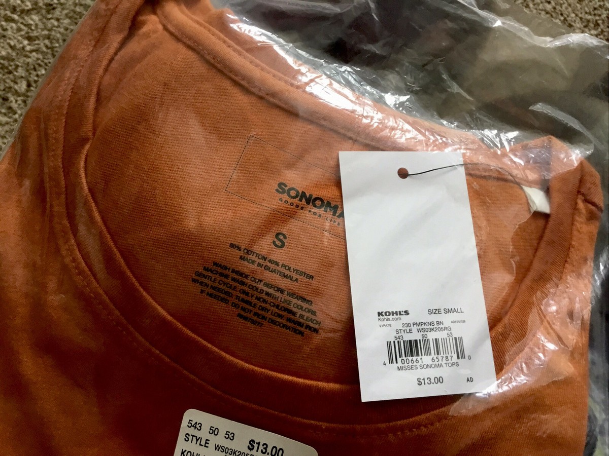 Sonoma Pick Your Own Pumpkin Graphic T-Shirt Orange Fall Small
