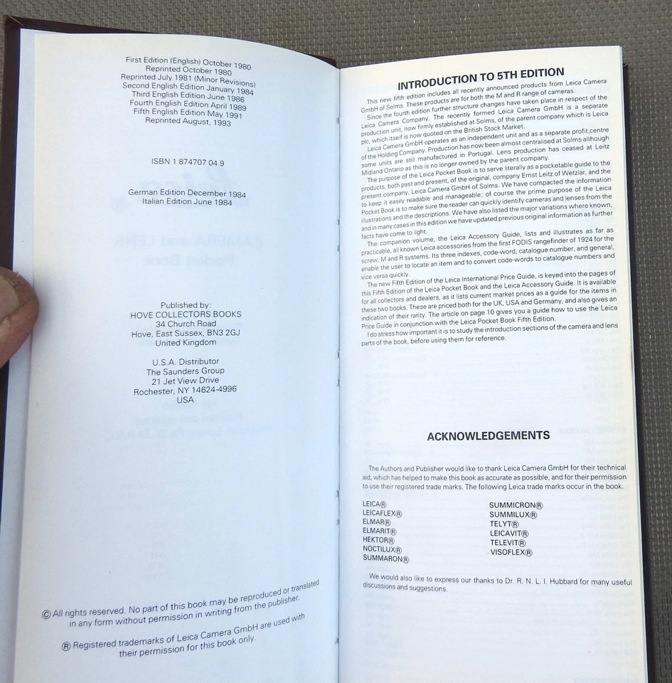 LN Leica Pocket Book 5ta Edición HOVE COLECCIONISTAS LIBROS Foto 4 de 4
