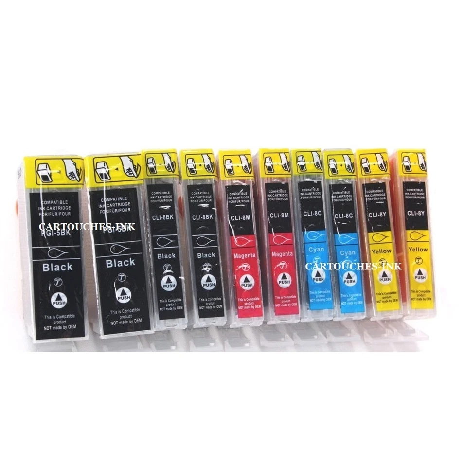 4+6 cartouches encre compatible Canon IP4500 PGI5 CLI8 puces integrées - Photo 1/1