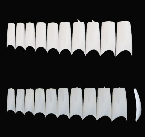 500Pcs Deep Smile French  Acrylic False Nail Tips Half Cover Natural / White  - Picture 1 of 8