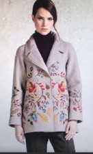 47. Nwt Ivko Amazing Stone Gray Embroidered Floral Coat 38 M