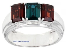 Natural London Blue topaz & Garnet Gemstones 925 Sterling Silver Ring For Men #2