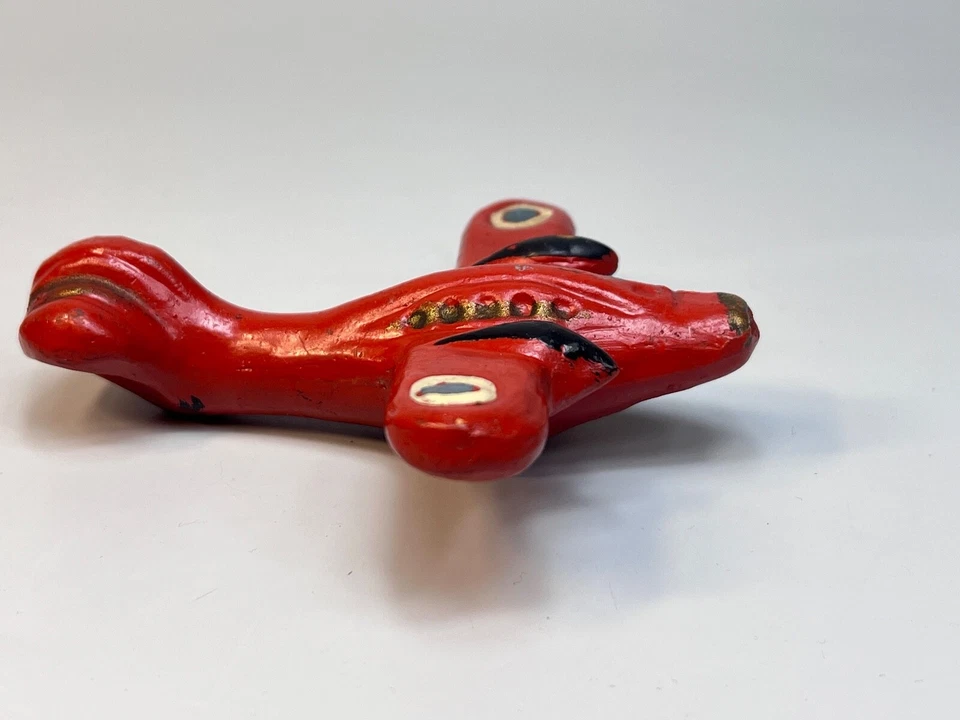 1930 Antiguo Redware Cerámica Arte Popular Ocarina Silbato Figura Avión Avión Foto 3 de 4