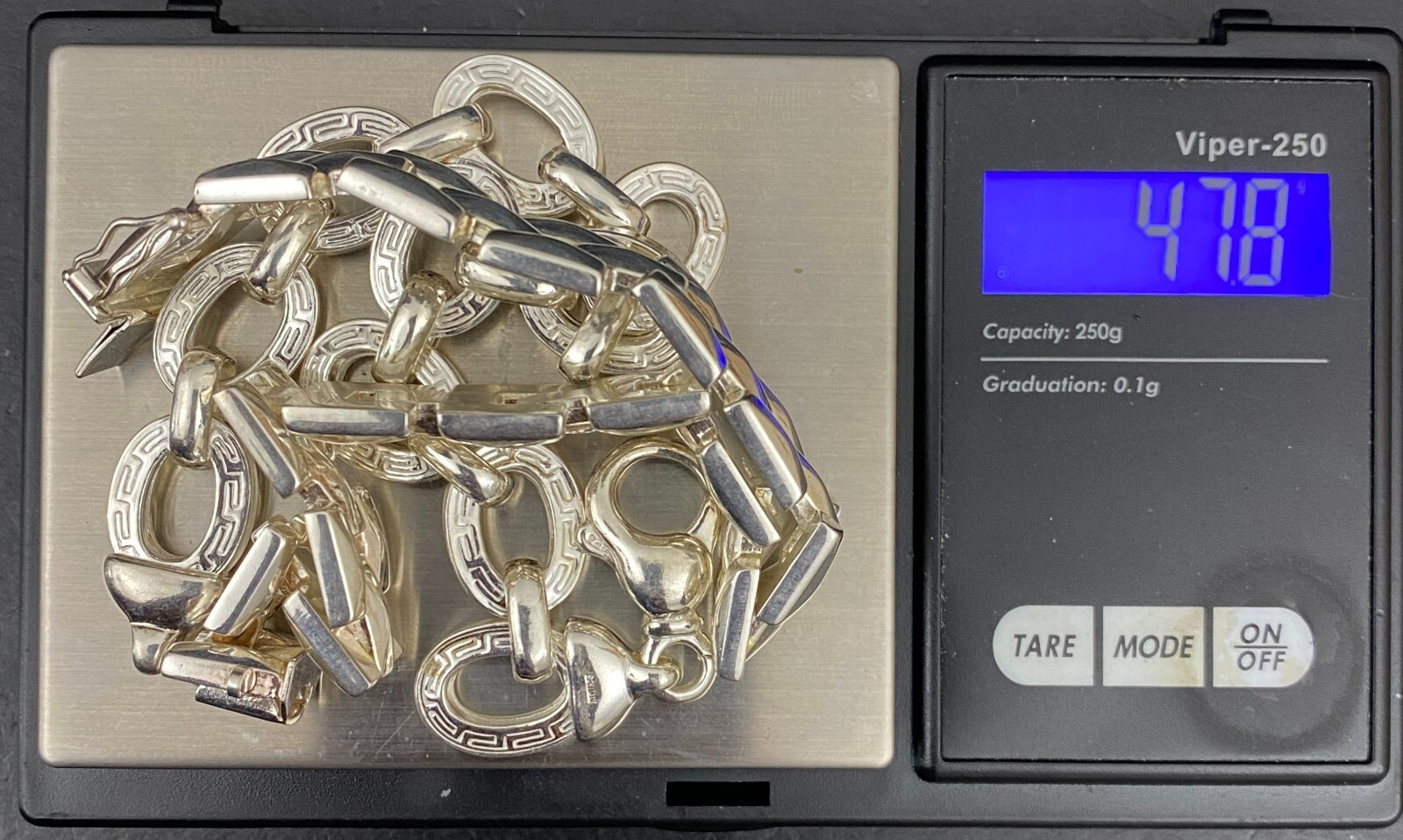 Two Sterling Silver Link Style Bracelets, One Squ… - image 10