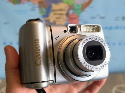 Canon PowerShot A580 8.0MP Digital Camera - Silver Fully Working
