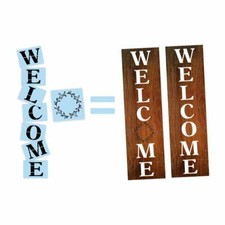 Welcome Wreath Porch Stencil For Wood Sign - Reuseable Stencil - Vertical - 10"