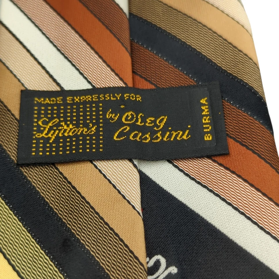 Corbata vintage Oleg Cassini a rayas poliéster degradado colorido diagonal 53"x3,5" Foto 4 de 4